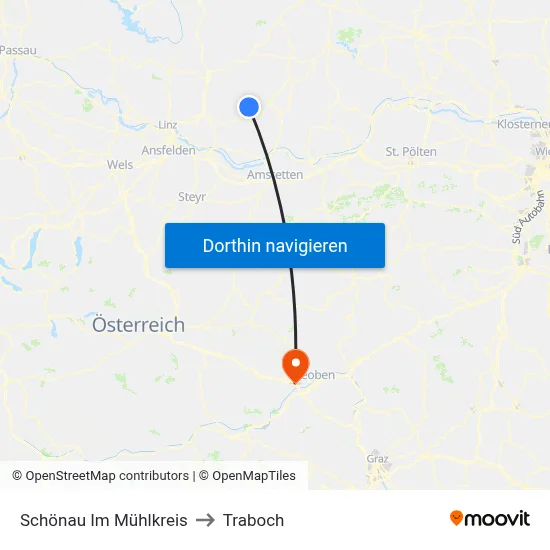 Schönau Im Mühlkreis to Traboch map