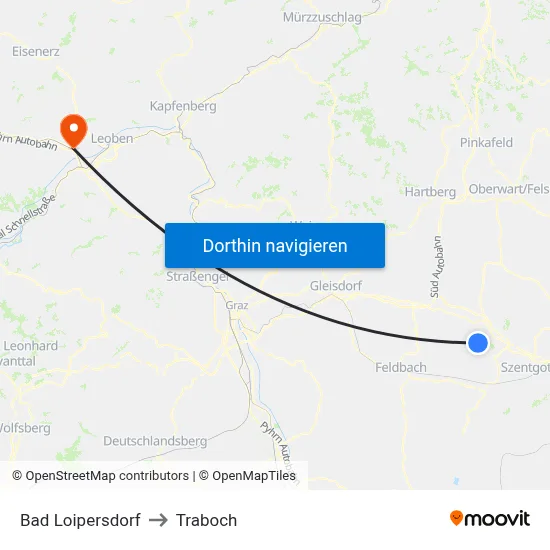 Bad Loipersdorf to Traboch map