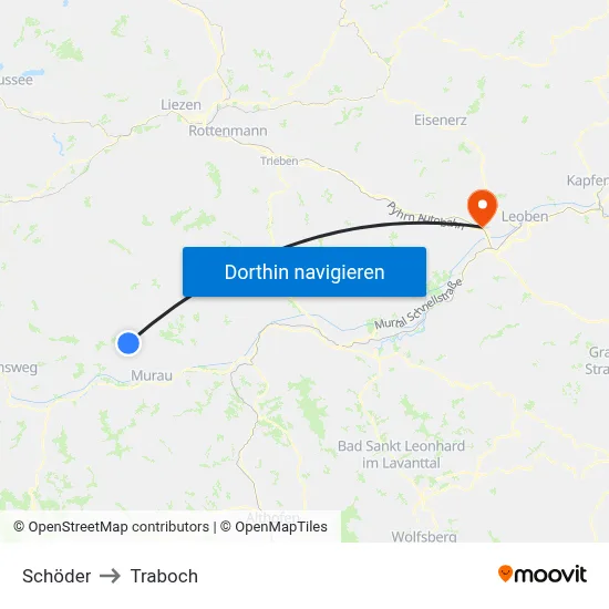 Schöder to Traboch map