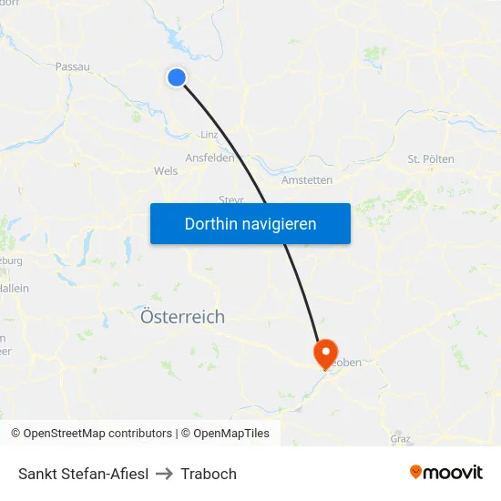 Sankt Stefan-Afiesl to Traboch map