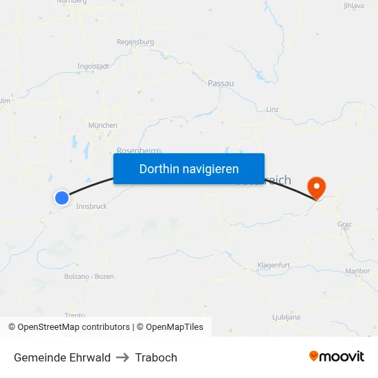 Gemeinde Ehrwald to Traboch map