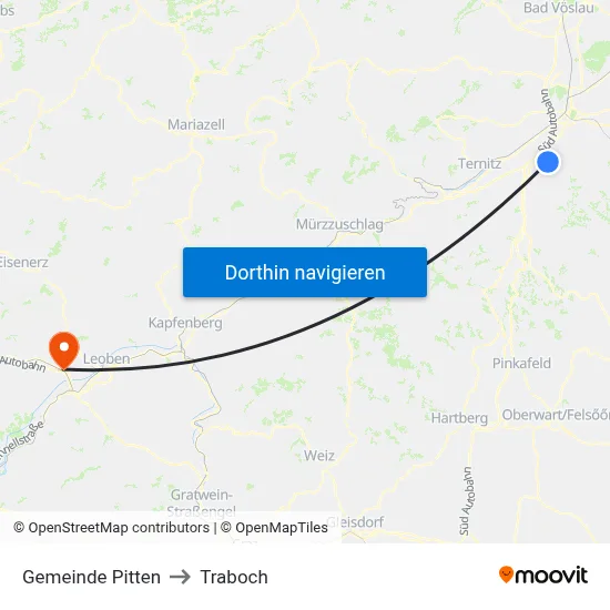 Gemeinde Pitten to Traboch map