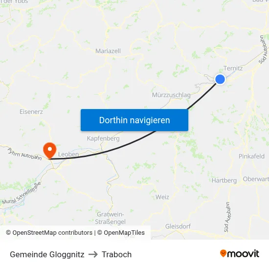 Gemeinde Gloggnitz to Traboch map