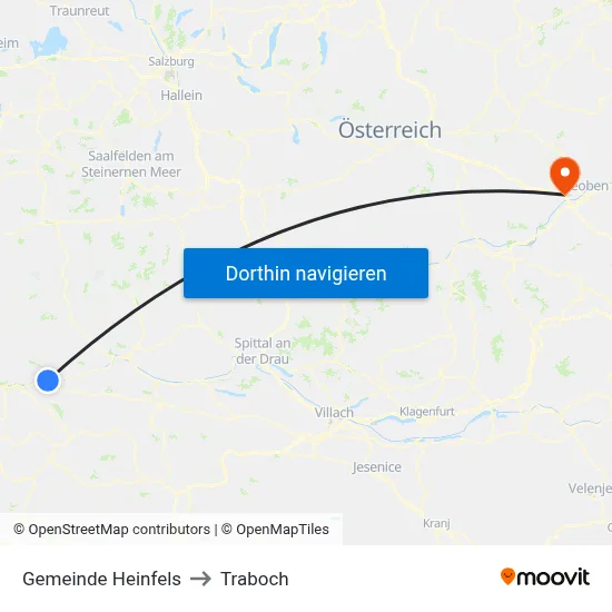 Gemeinde Heinfels to Traboch map