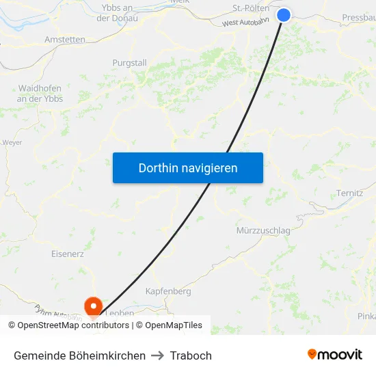 Gemeinde Böheimkirchen to Traboch map