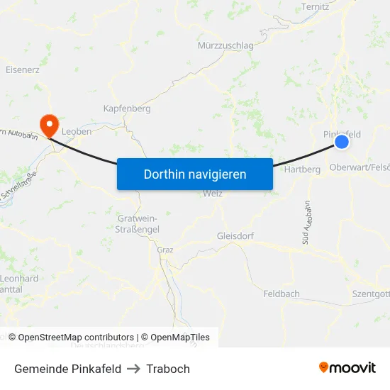 Gemeinde Pinkafeld to Traboch map