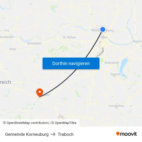 Gemeinde Korneuburg to Traboch map