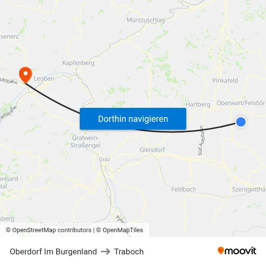 Oberdorf Im Burgenland to Traboch map