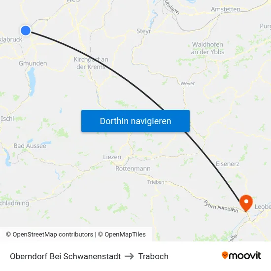 Oberndorf Bei Schwanenstadt to Traboch map
