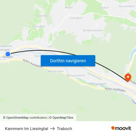 Kammern Im Liesingtal to Traboch map