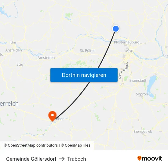 Gemeinde Göllersdorf to Traboch map