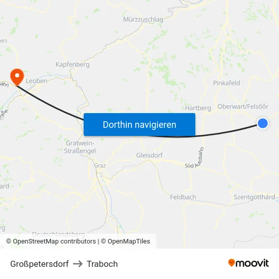 Großpetersdorf to Traboch map