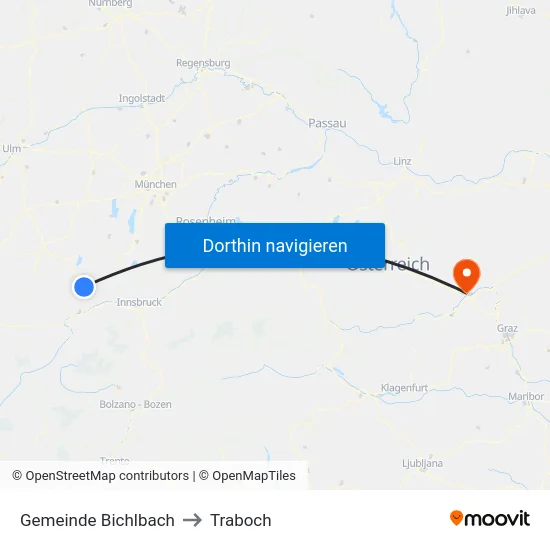 Gemeinde Bichlbach to Traboch map