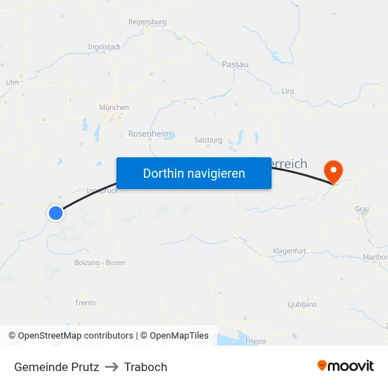 Gemeinde Prutz to Traboch map