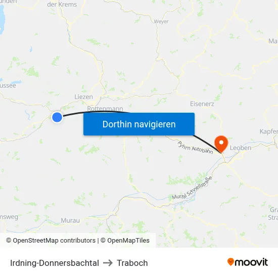 Irdning-Donnersbachtal to Traboch map