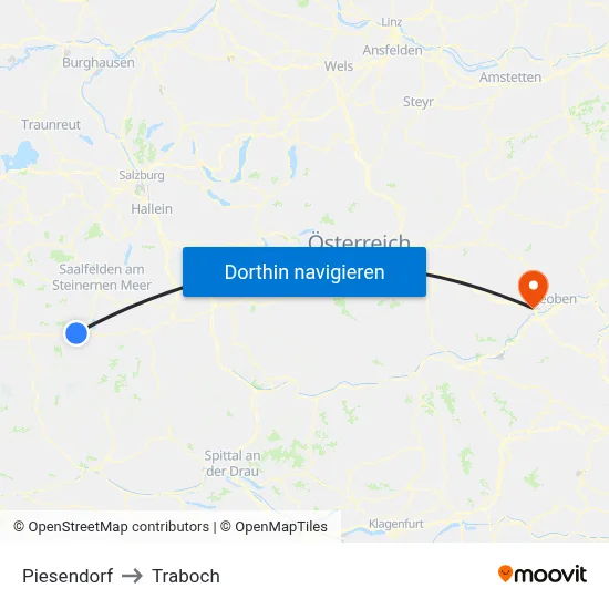 Piesendorf to Traboch map