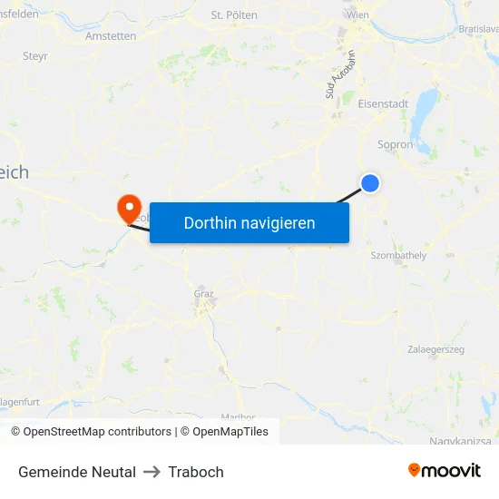 Gemeinde Neutal to Traboch map