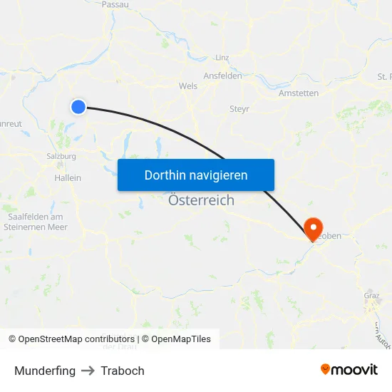 Munderfing to Traboch map