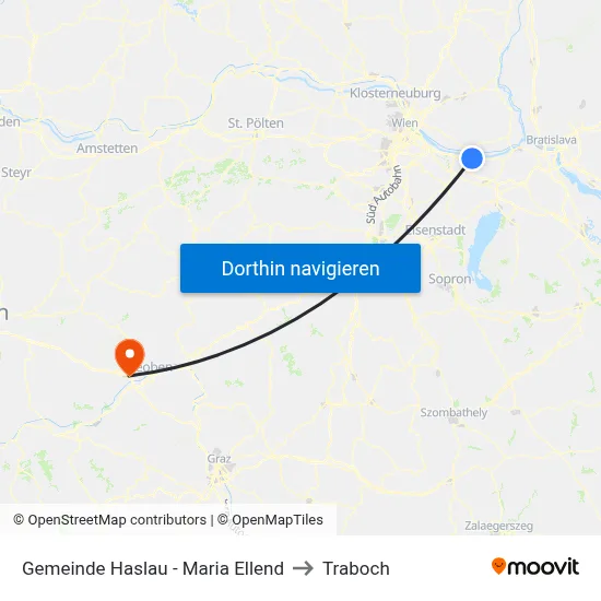 Gemeinde Haslau - Maria Ellend to Traboch map