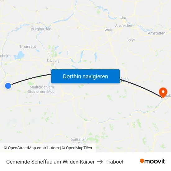 Gemeinde Scheffau am Wilden Kaiser to Traboch map