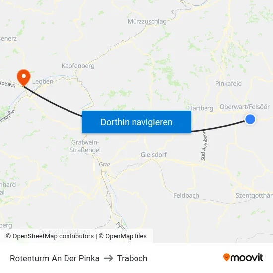 Rotenturm An Der Pinka to Traboch map
