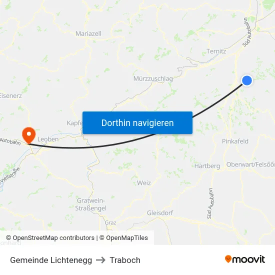 Gemeinde Lichtenegg to Traboch map