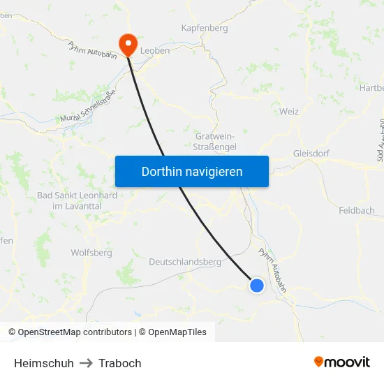 Heimschuh to Traboch map