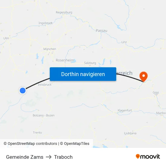 Gemeinde Zams to Traboch map