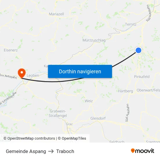 Gemeinde Aspang to Traboch map