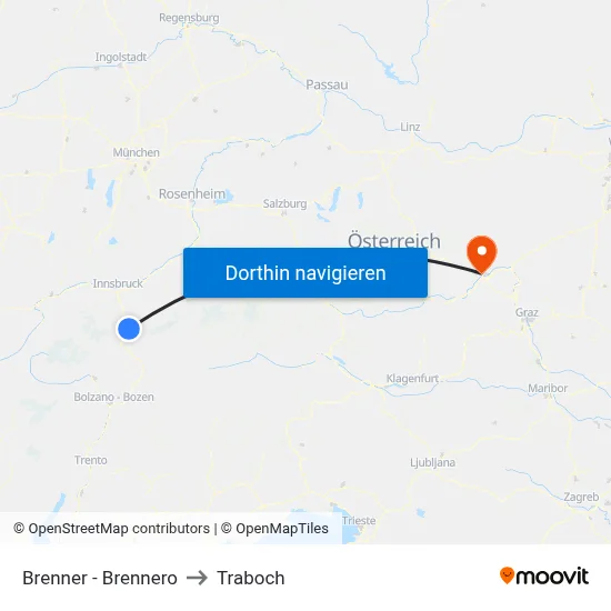 Brenner - Brennero to Traboch map