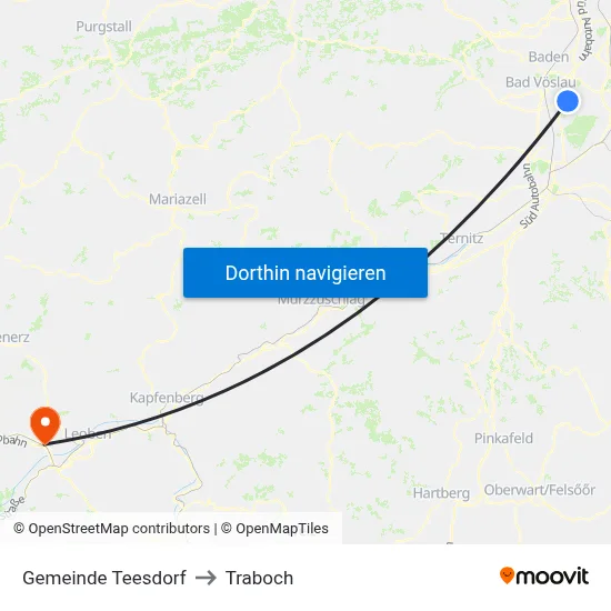 Gemeinde Teesdorf to Traboch map