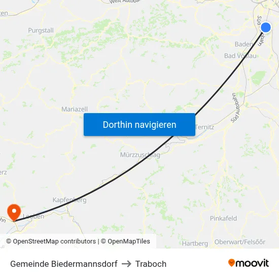 Gemeinde Biedermannsdorf to Traboch map