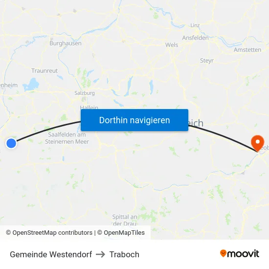 Gemeinde Westendorf to Traboch map