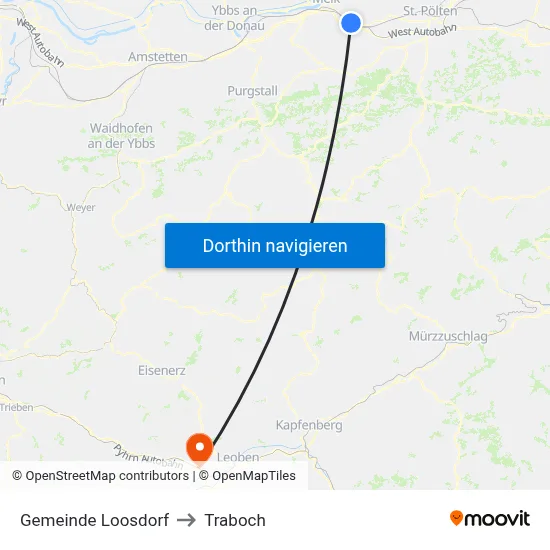 Gemeinde Loosdorf to Traboch map