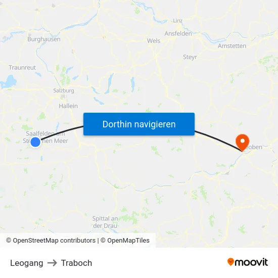 Leogang to Traboch map