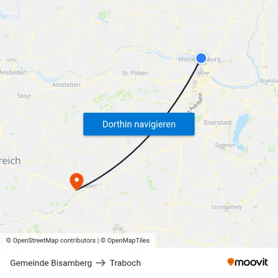 Gemeinde Bisamberg to Traboch map