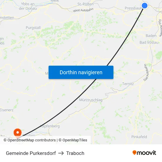 Gemeinde Purkersdorf to Traboch map