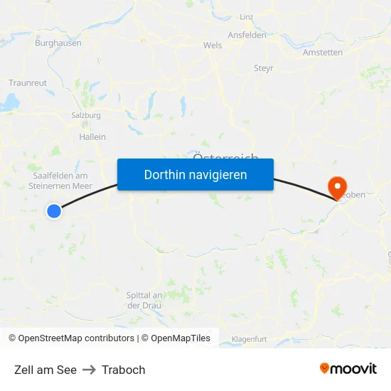 Zell am See to Traboch map