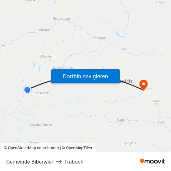 Gemeinde Biberwier to Traboch map