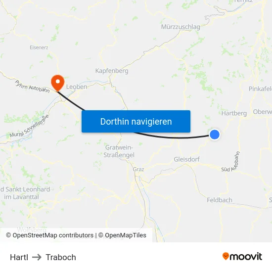 Hartl to Traboch map