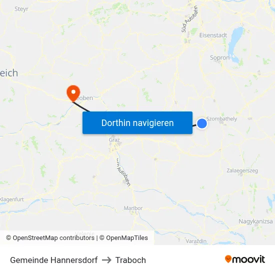 Gemeinde Hannersdorf to Traboch map
