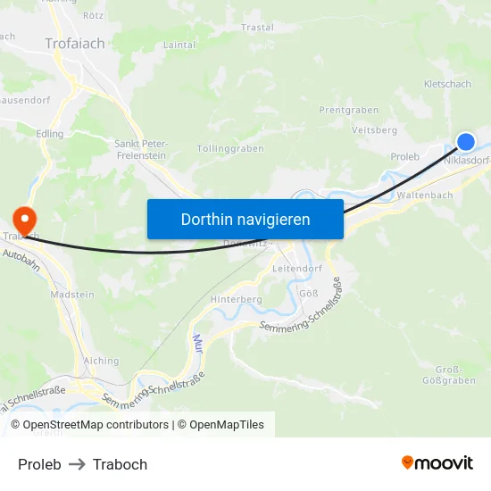 Proleb to Traboch map