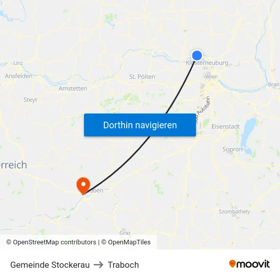 Gemeinde Stockerau to Traboch map
