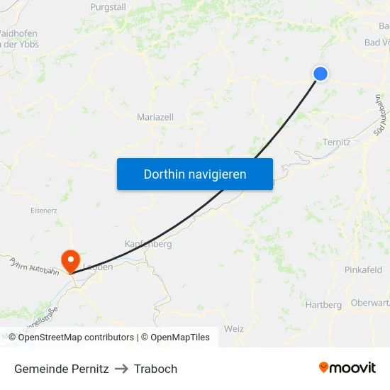 Gemeinde Pernitz to Traboch map