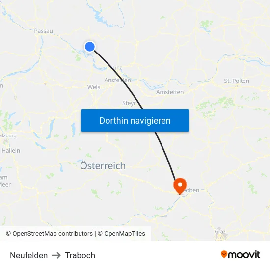 Neufelden to Traboch map