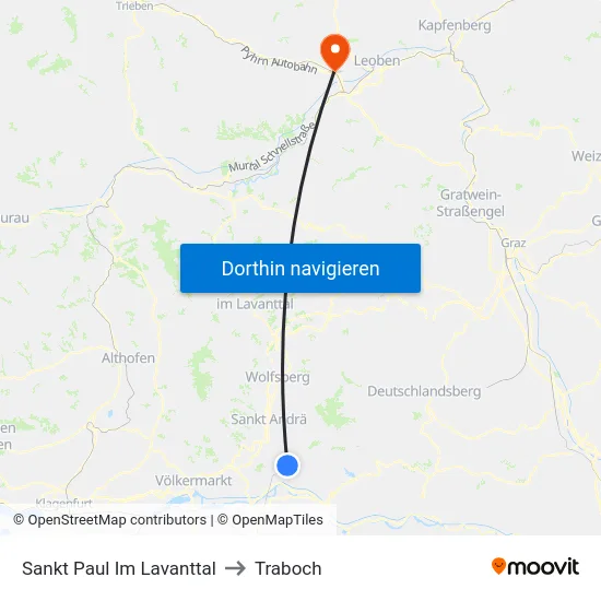 Sankt Paul Im Lavanttal to Traboch map