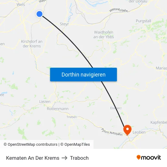Kematen An Der Krems to Traboch map