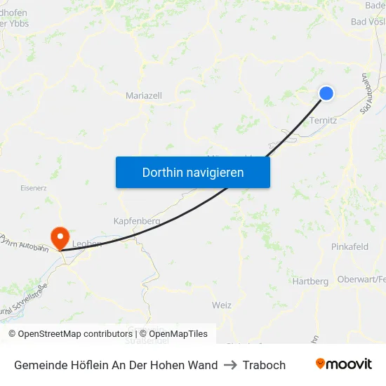 Gemeinde Höflein An Der Hohen Wand to Traboch map