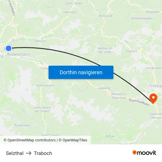 Selzthal to Traboch map