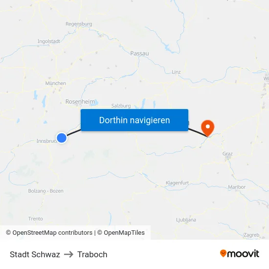 Stadt Schwaz to Traboch map